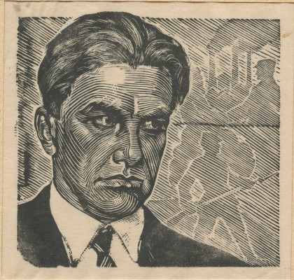 Критская Анна Михайловна. В.В. Маяковский. Портрет для фронтовых открыток (М.: Советский график, 1944)